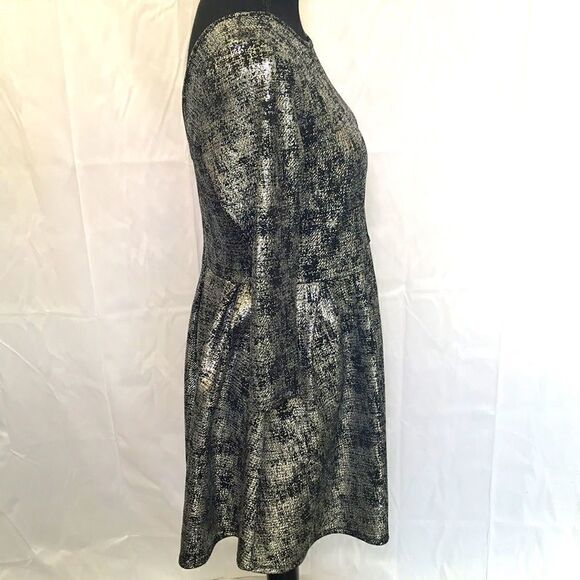 One Clothing, Silver, and Black Long-sleeve Dip Backed Dress, Medium. - Picture 4 of 12